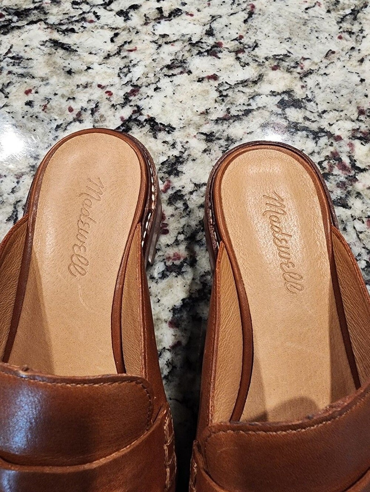Madewell Brown Leather The Corinne Loafer Mules Excellent Condition