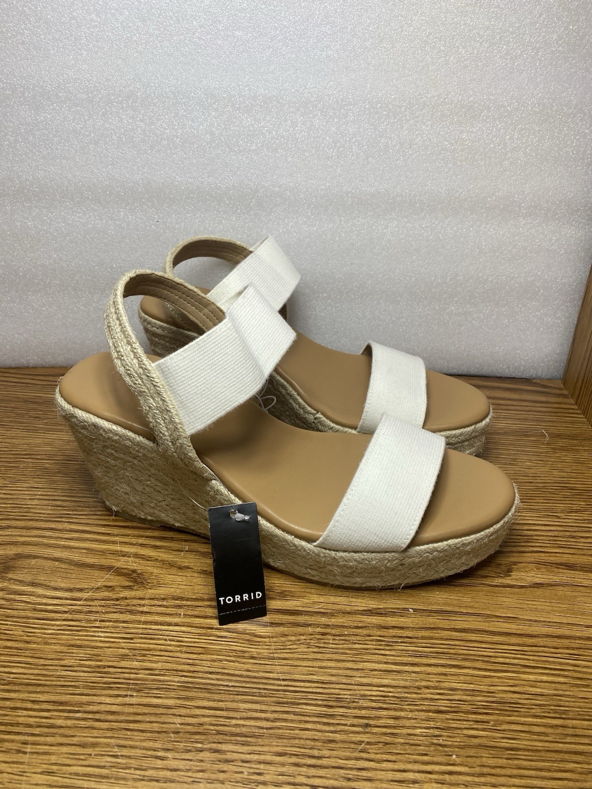 Torrid Women’s Espadrille Wedge Sandals Ankle Strap Slip On White Size 11 New