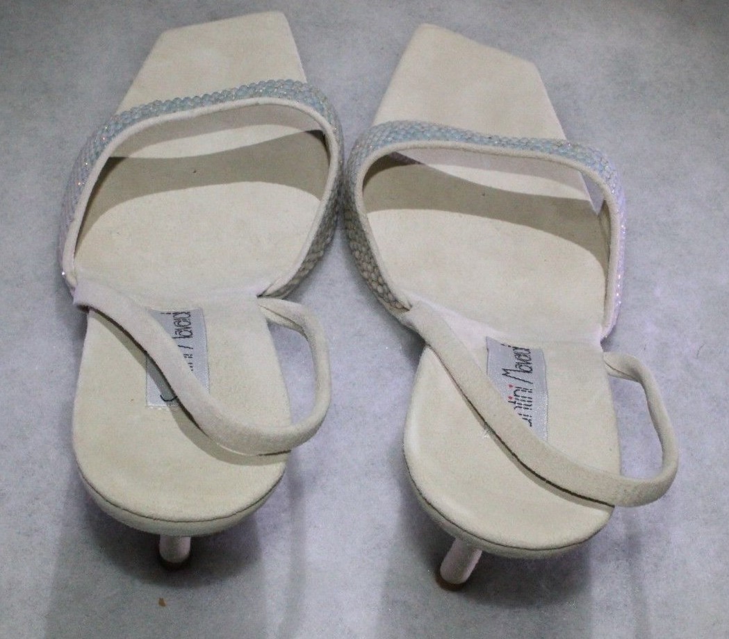 NIB Santini Mavardi Kimberly Bone Suede White Opal sandals pumps 40 10 8 medium