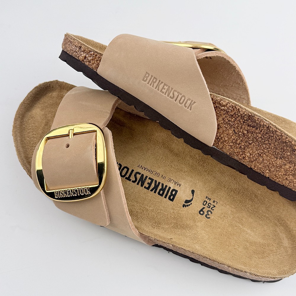 Birkenstock Madrid Big Buckle Women’s Sandcastle Nubuck Leather Sandals EU37-41