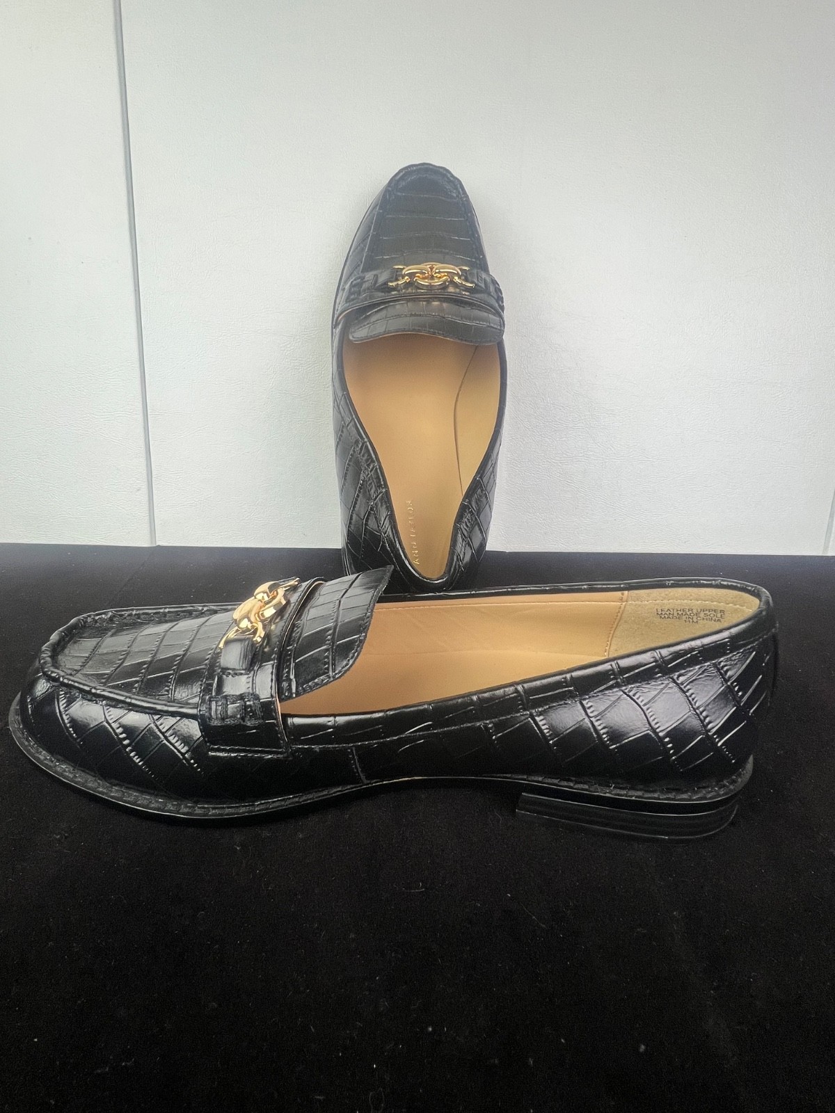 Weekend Horsebit Croco Loafers Ann Taylor Embossed Leather Loafers women size 11