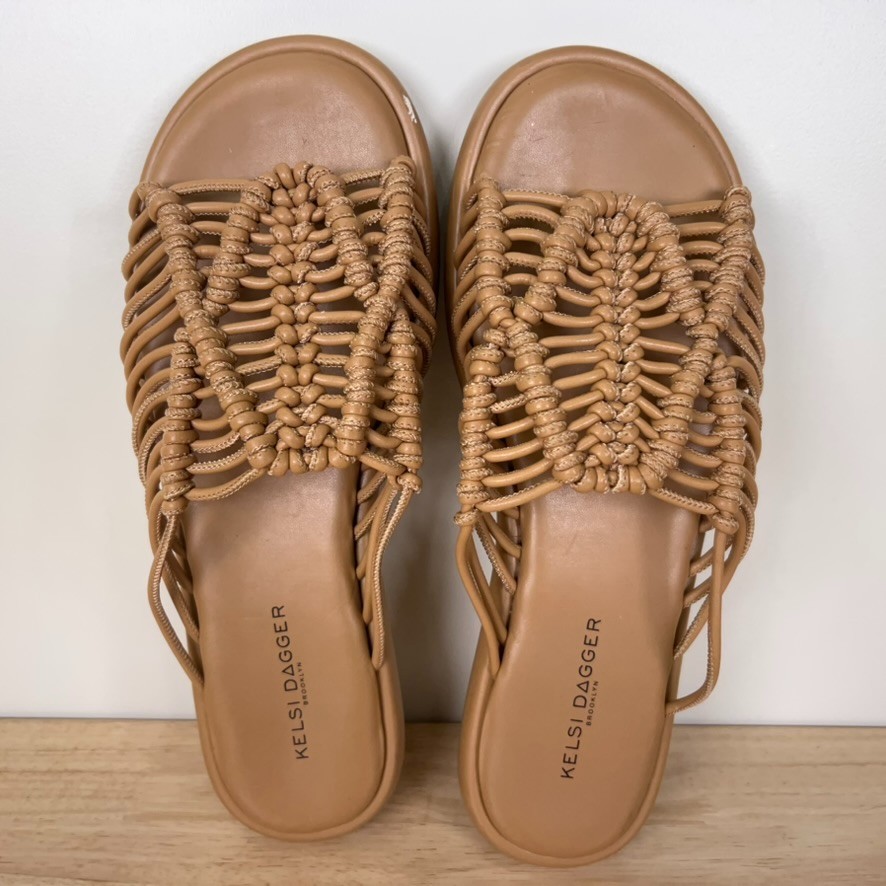 Anthropologie Kelsi Dagger Brooklyn Womens 9 Brown Strappy Turn Slide Sandals