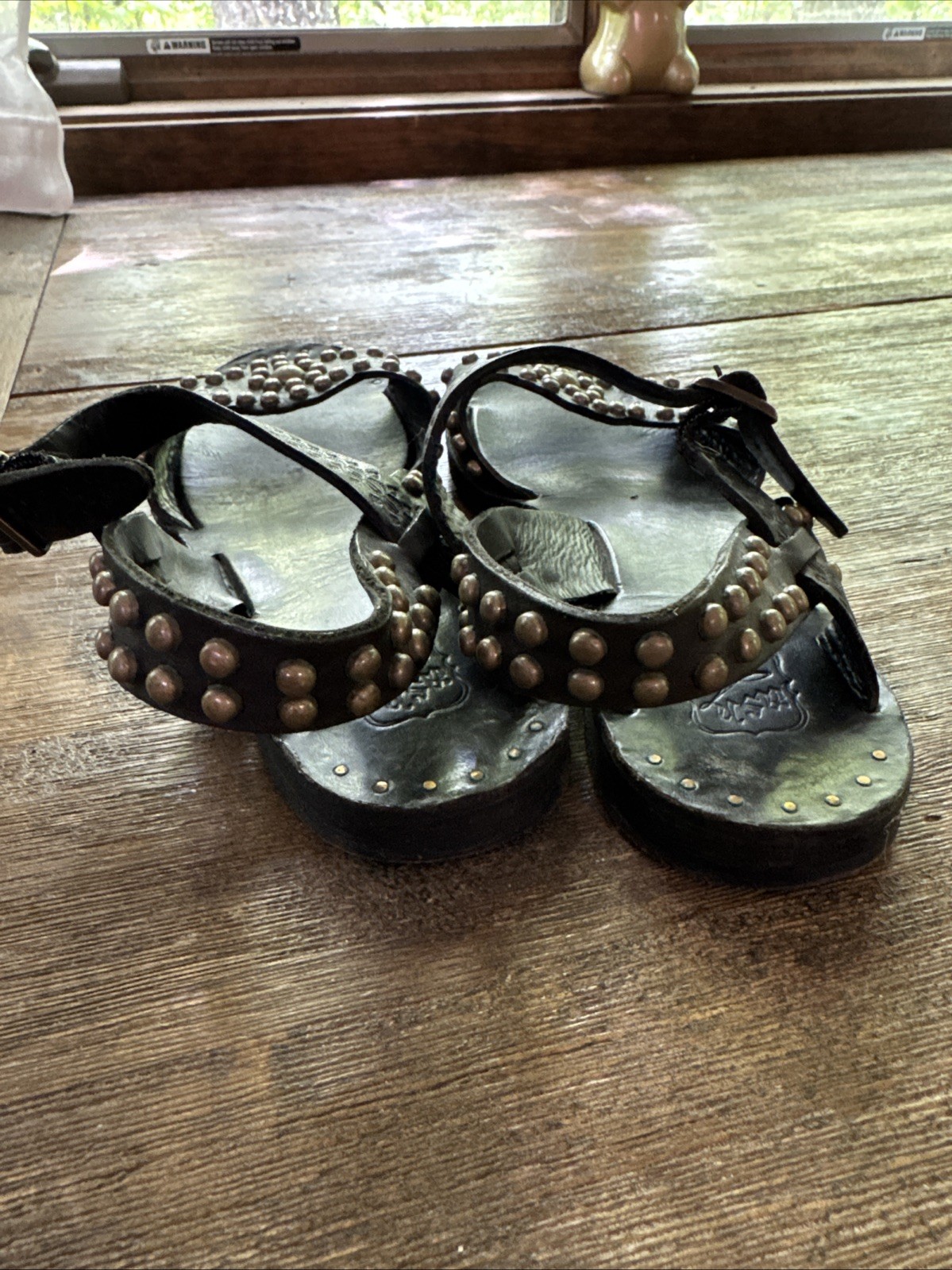 ASH Sandals Black Leather Brass Studs EU 39 US 8 Goth Punk Metal