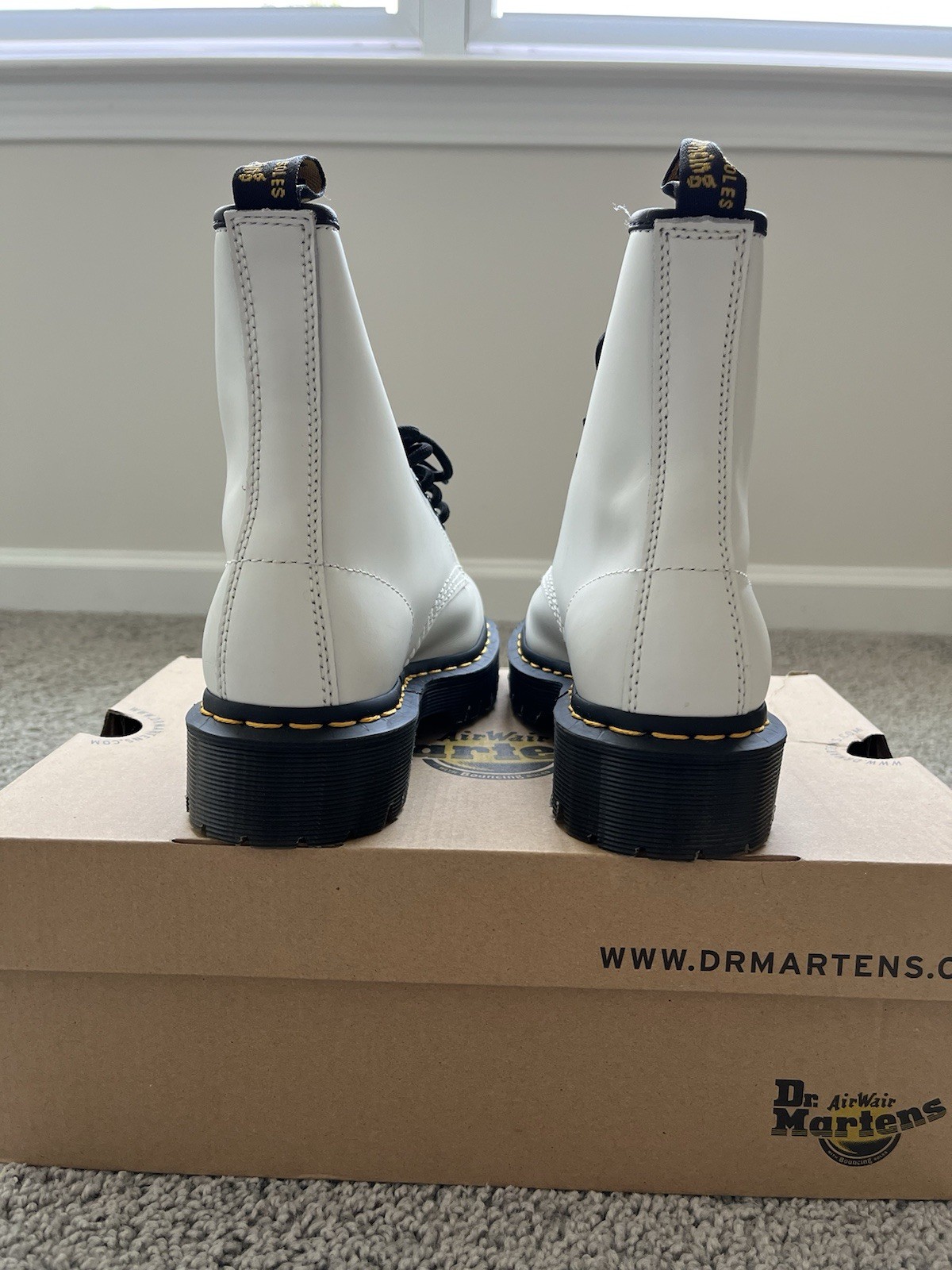 Dr. Martens 1460 Bex White Smooth Leather Platform Boots Size Women 6 Men 5