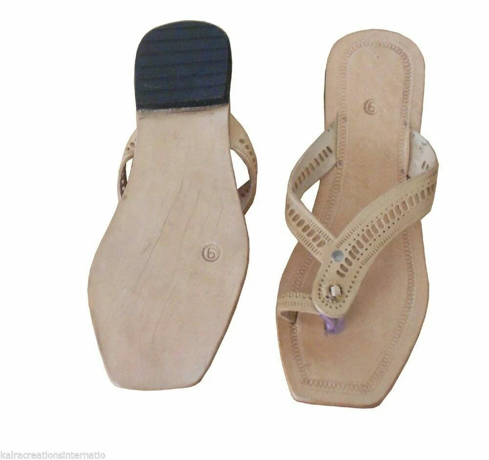Women Slippers Traditional Handmade Leather Indian Camel Footwear Flat US 7.5