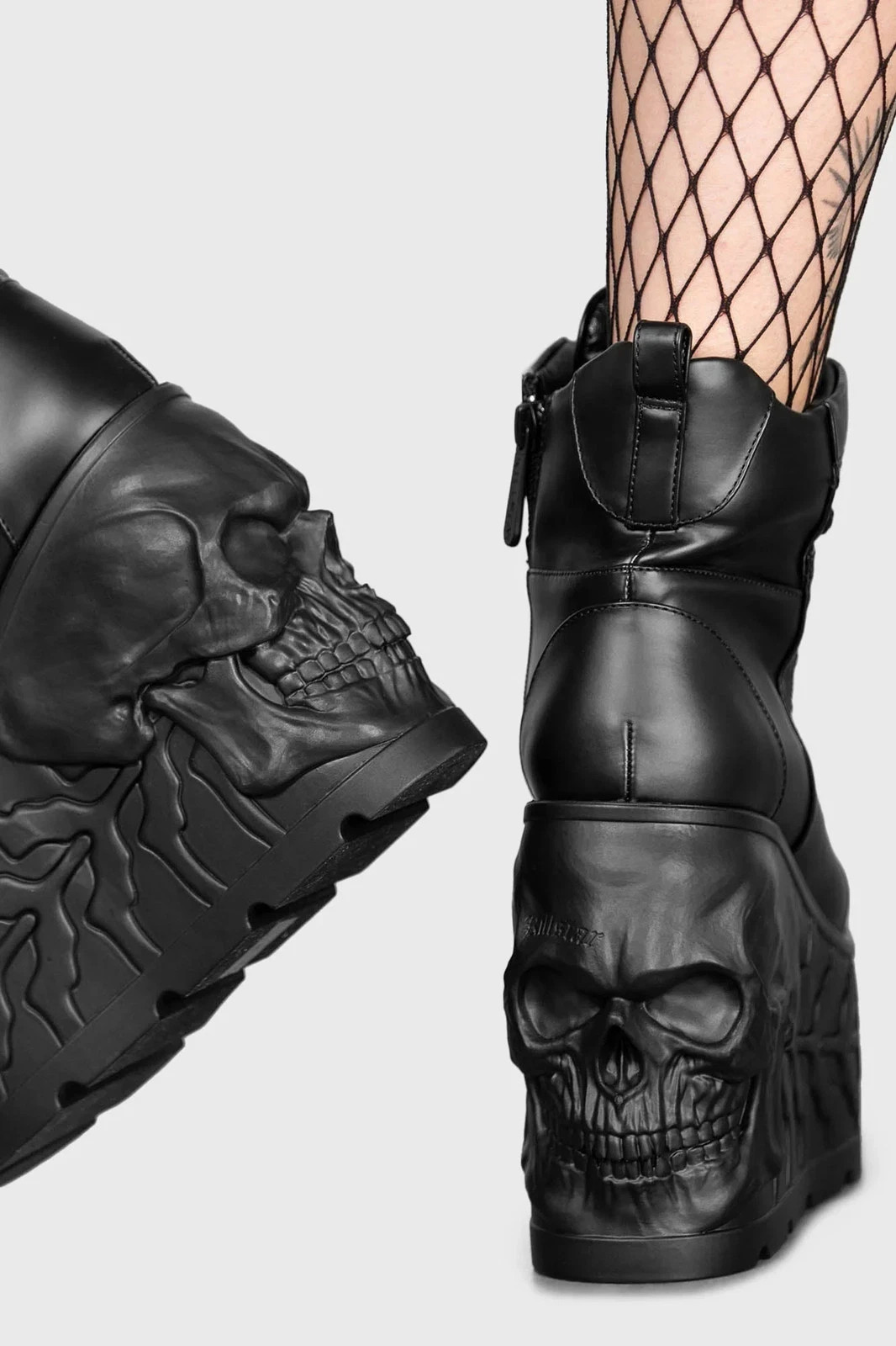 Killstar Size 7 US Doom Platform Boots Black Molded Skull Sole Goth Punk NEW
