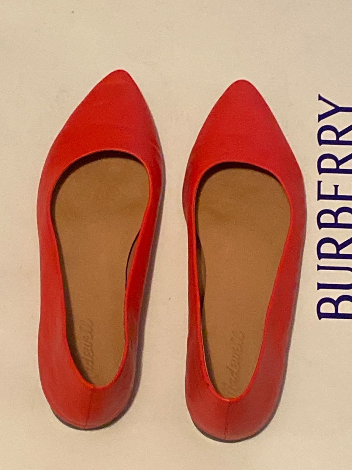 Madewell pointy flats leather orange 8.5 excellent!