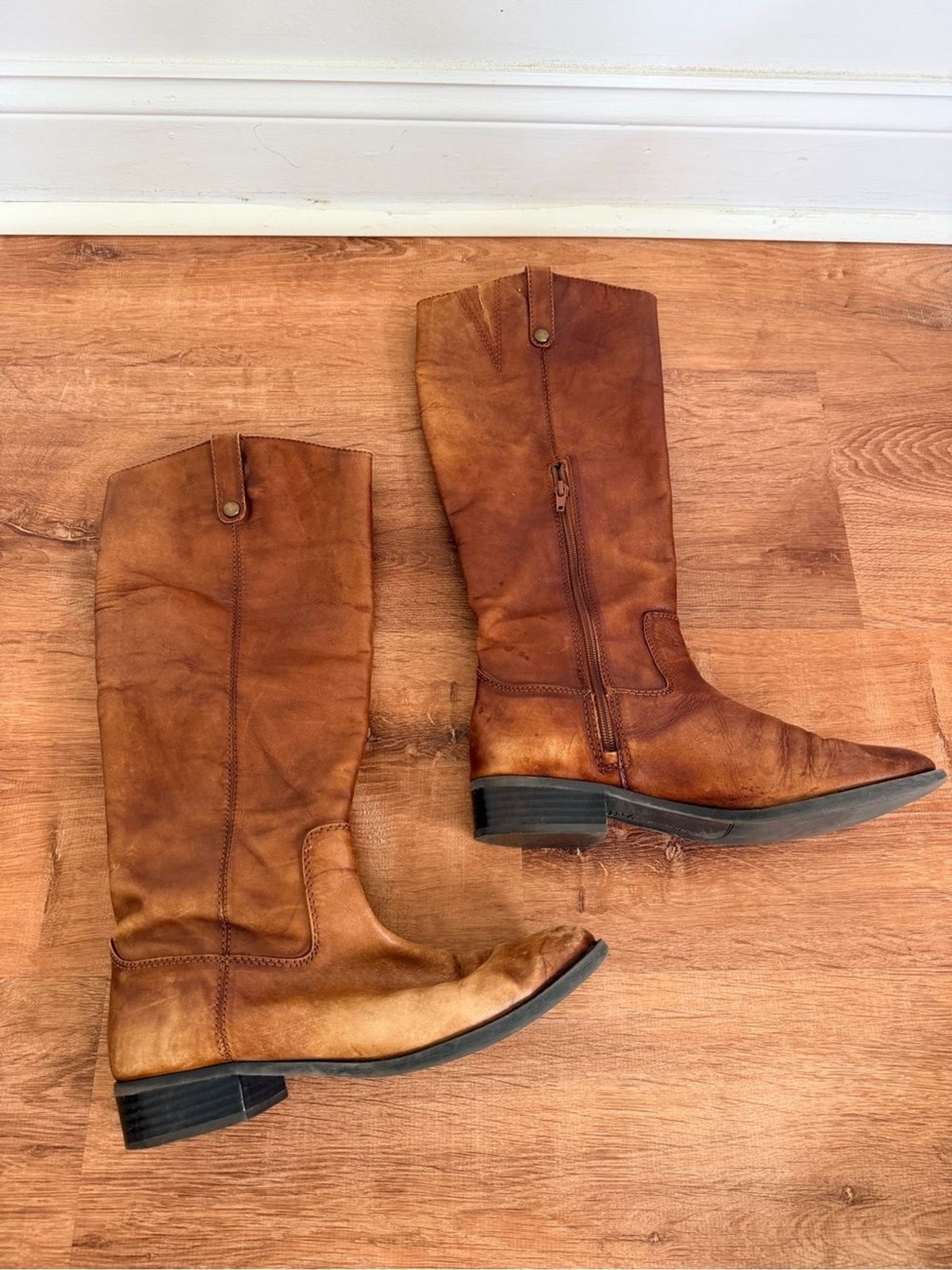 I.N.C. International Concepts Fawne Leather Tall Riding Boots Cognac Brown