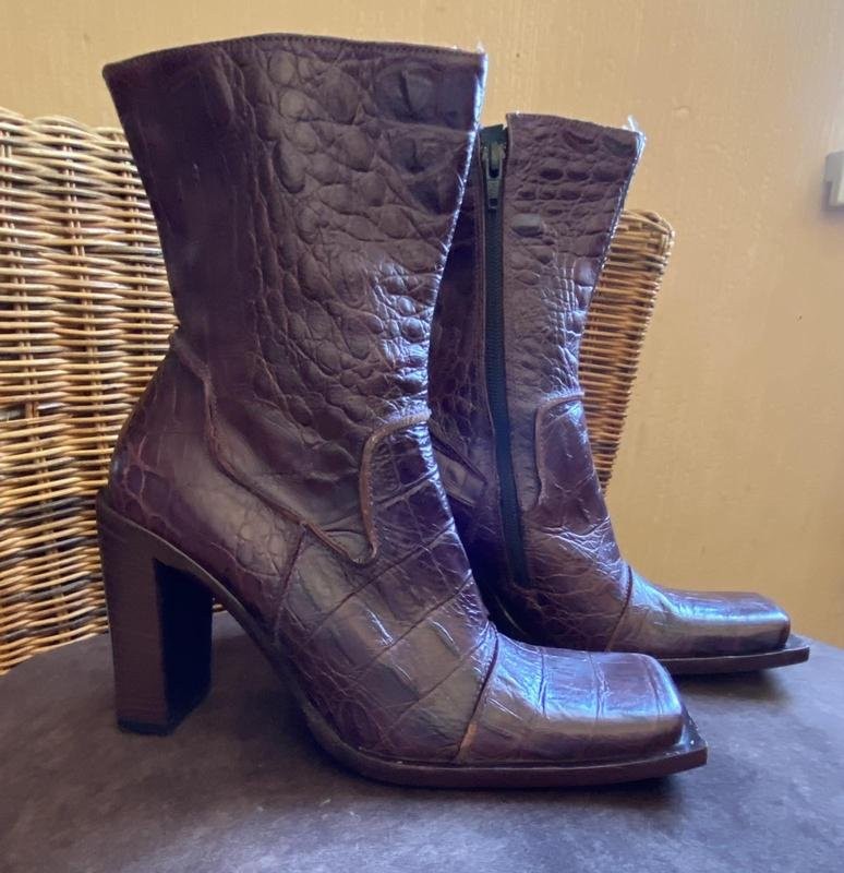 Women Navy Boot Boots Burgundy Leather 37 #B9TG