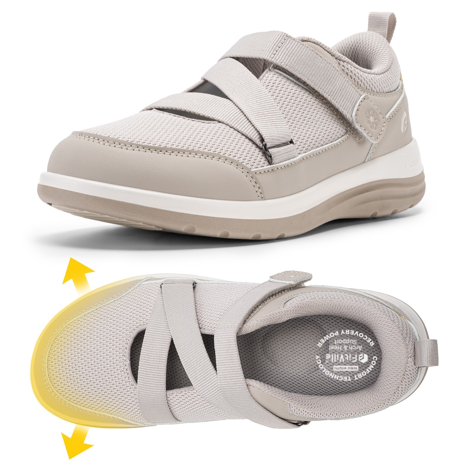 FitVille Womens Wide Diabetic Orthopedic Shoes Adjustable Straps Causal Shoes