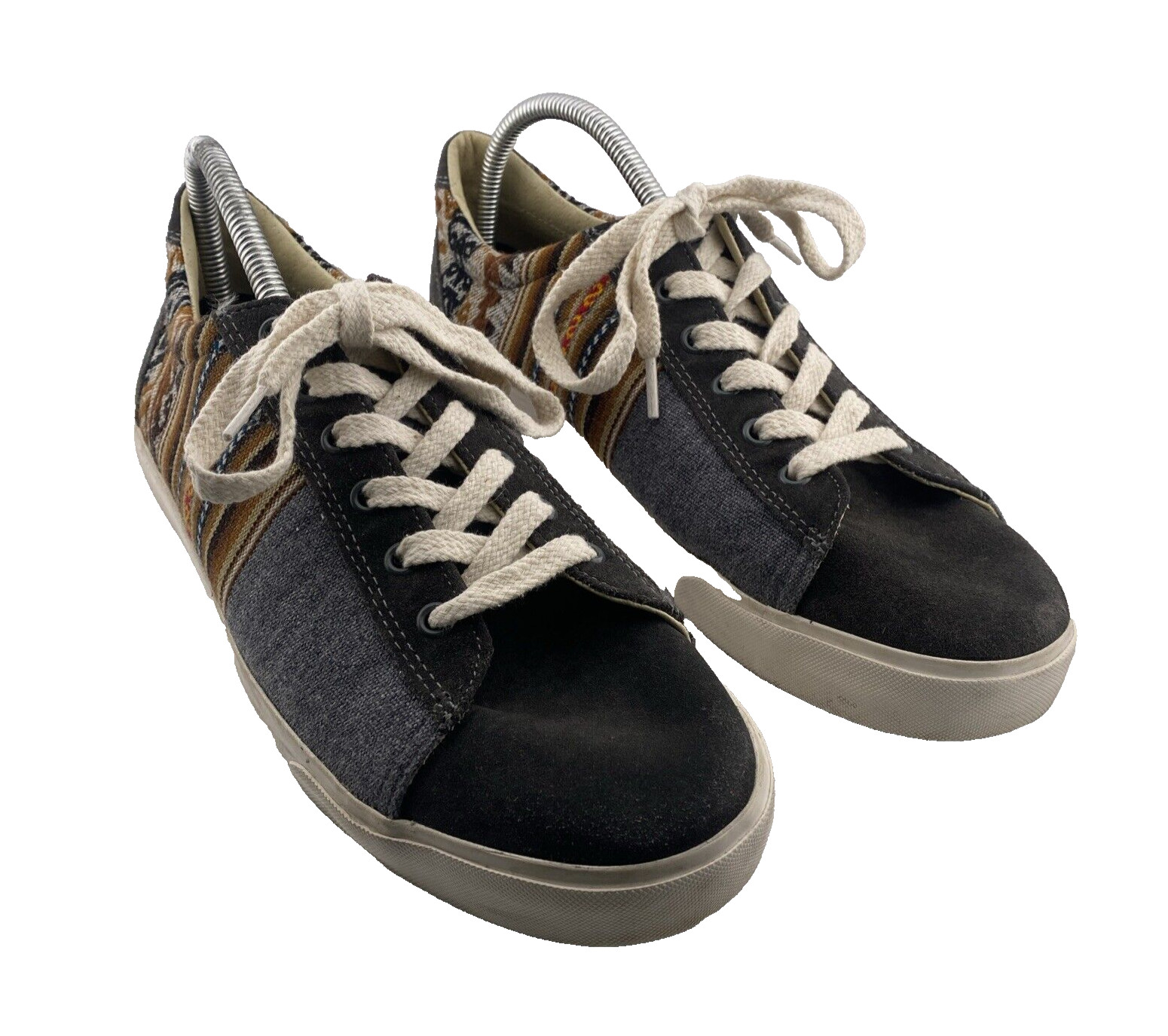 Inkkas Canvas/Suede Sneakers Boho Native Aztec Gray Brown Mens 11 Womens 13