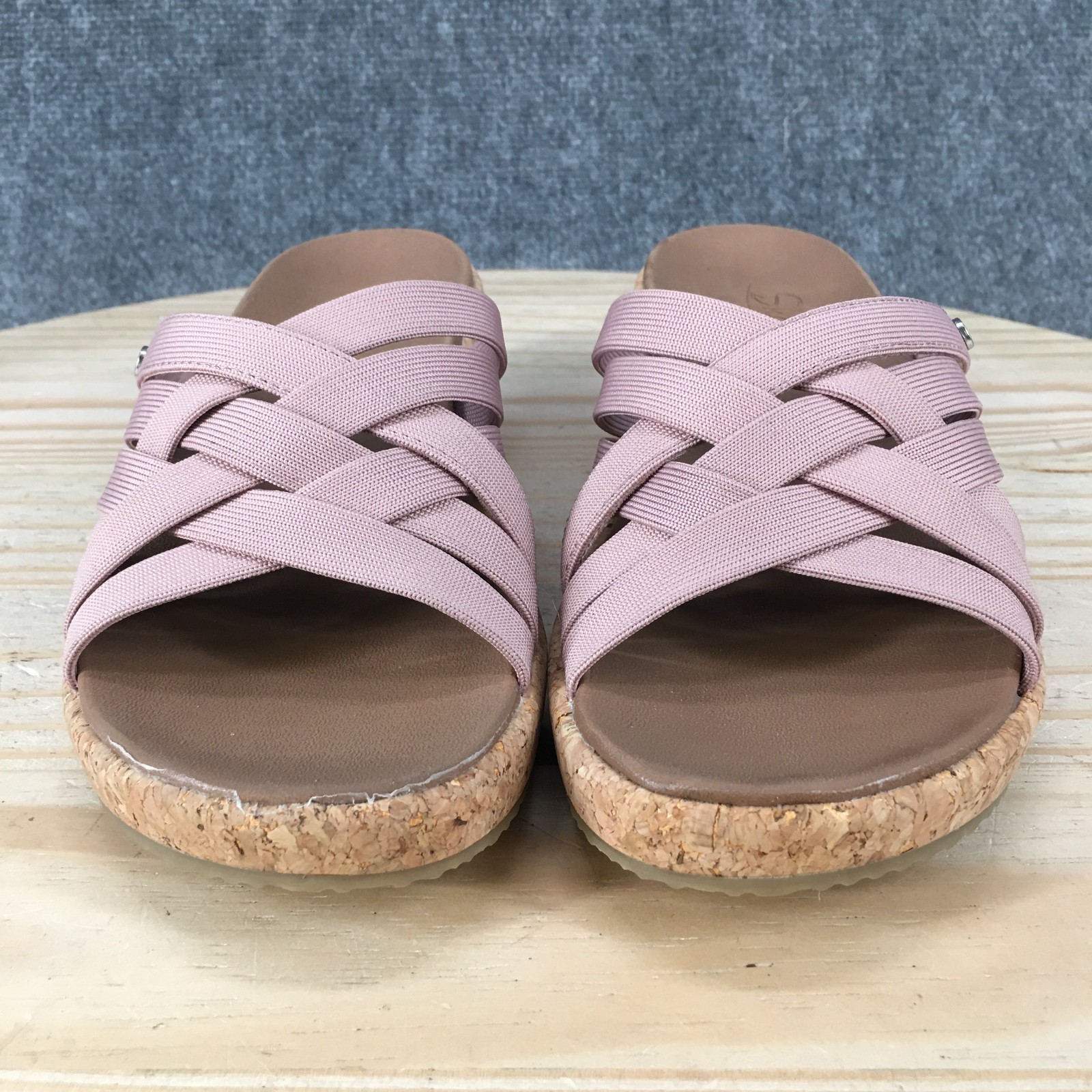Skechers Arch Fit Beverlee Sandals Womens 7 Cork Wedge Slide 119258 Mauve Purple