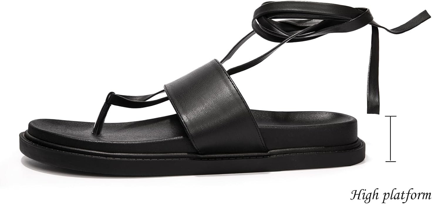 Sandals Women’s Open Toe Flat Lace Up Gladiator Black NITTI Size US 9 NEW