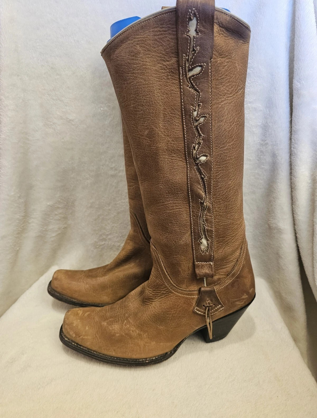 Sonora Double H Womens Tall Western Boots Full Grain Leather Brown Sz 9M Fringe