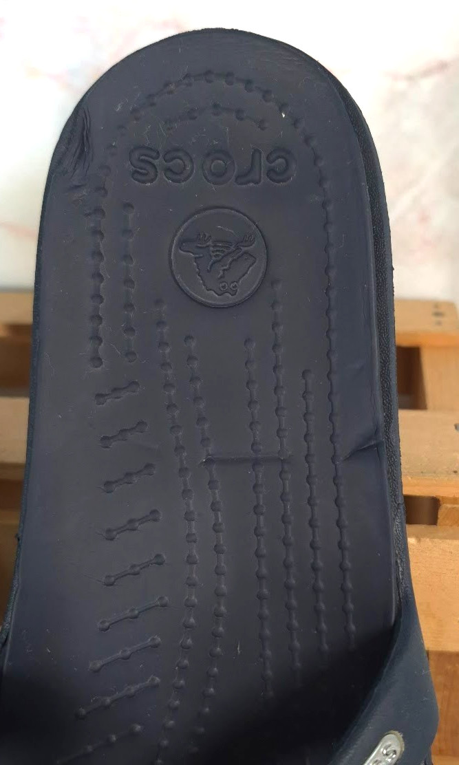 CROCS Sandals Womens 10 Rhonda Wedge Slip On Strappy Slides Open Toe Navy Blue