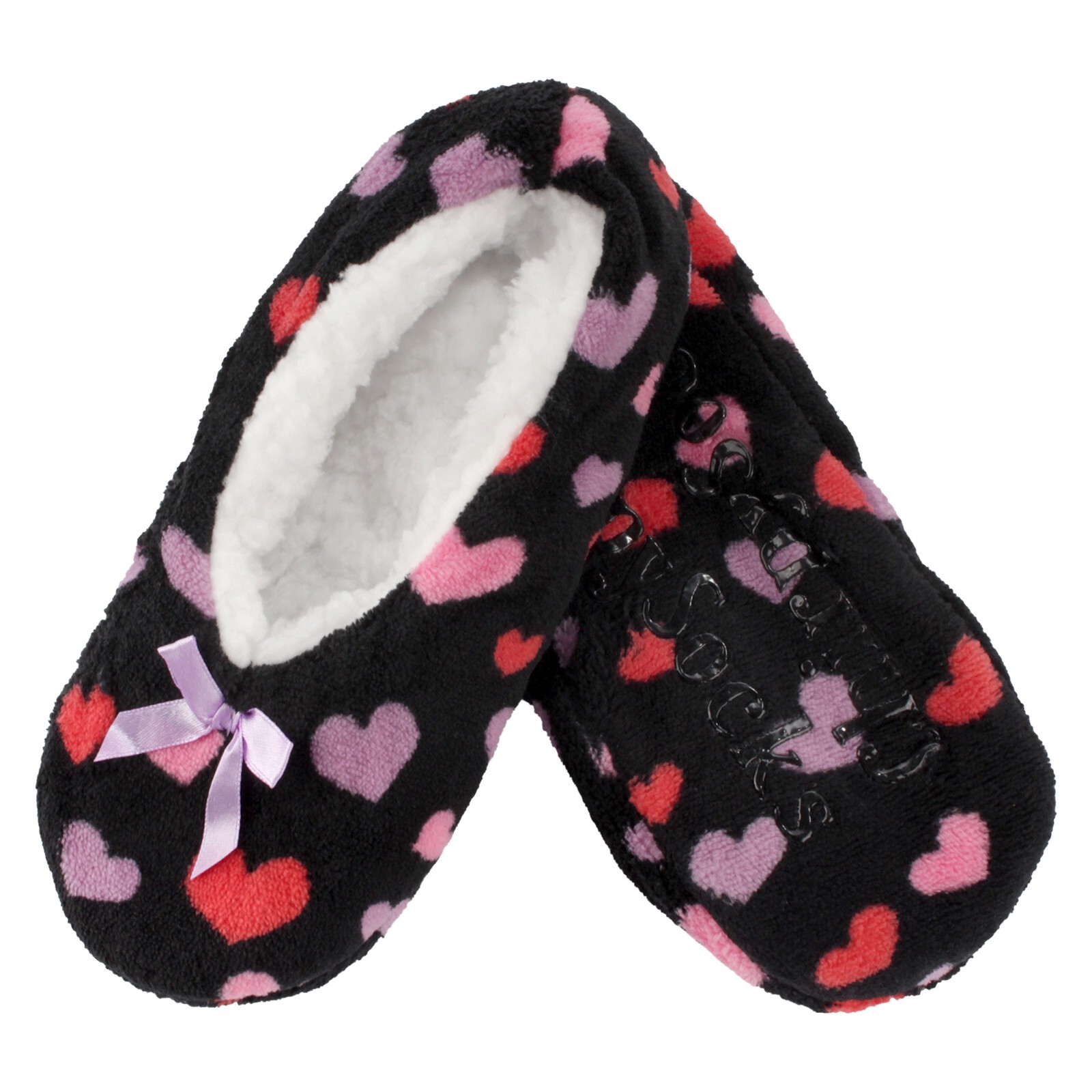 Women’s Soft Fuzzy Furry Hearts Home Non-Slip Lined Slipper Socks, Various Color