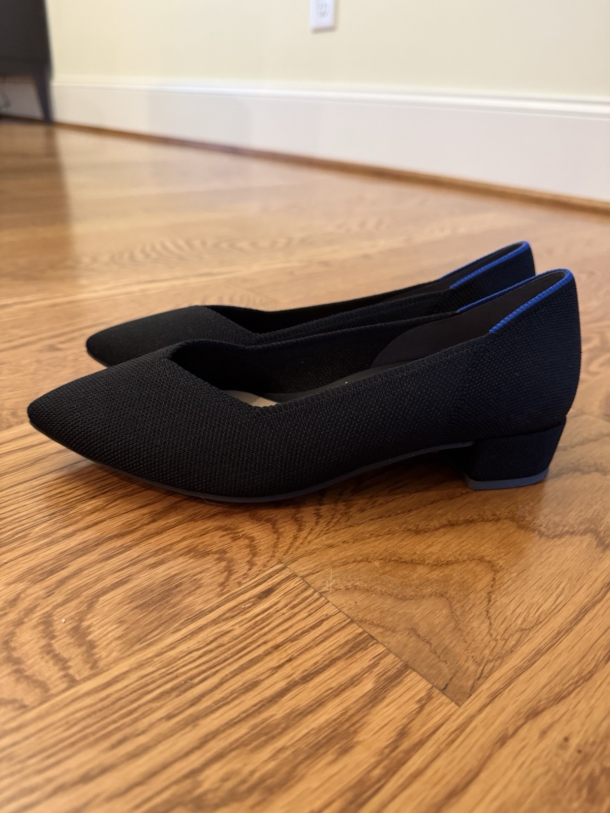 Rothy’s Point Toe Low Heels, Black, Size 7