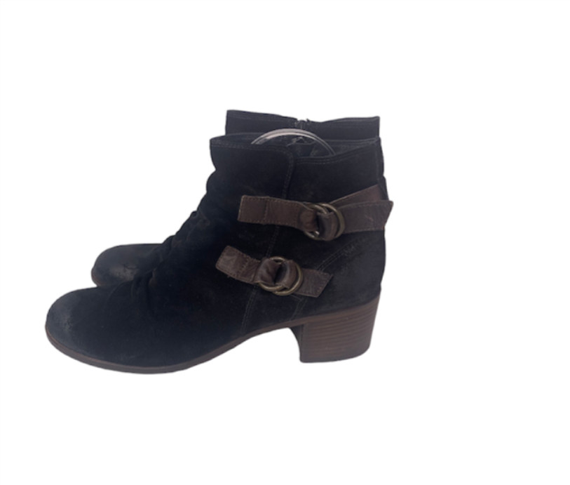 Paul Green black and brown suede leather ankle boots size 9.5