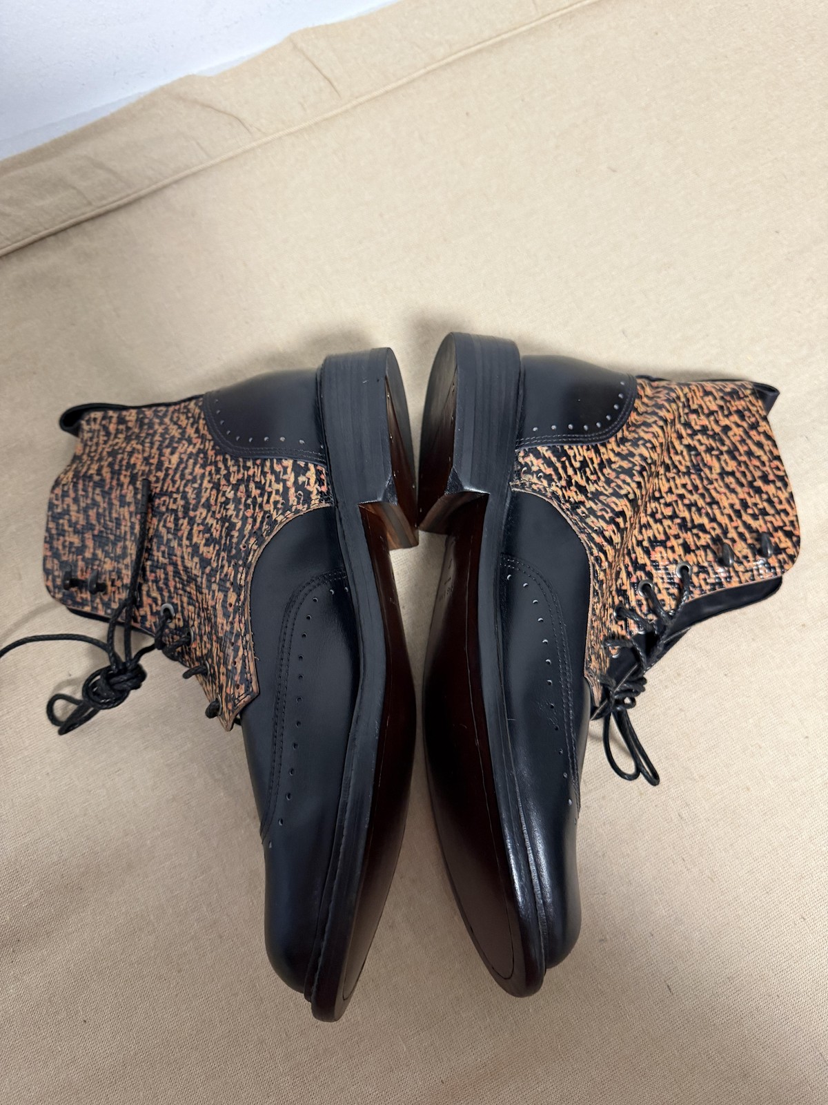 Rag & Bone Boots Womens Size 7 Black Animal Print Wingtip Leather Combat
