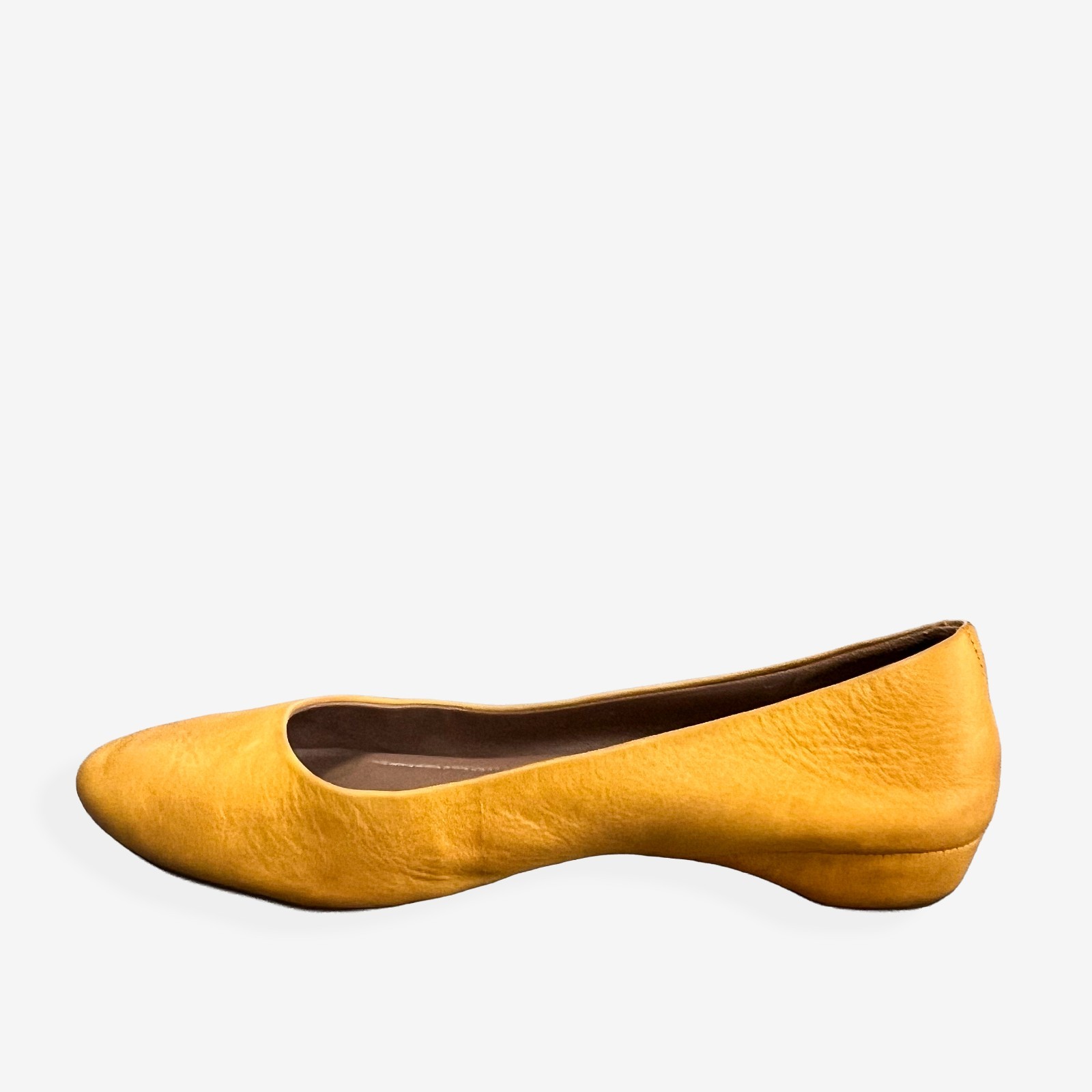 ECCO Anine Ballet Flats Women Size EU 37 (US est 6-6.5) Yellow Leather Round Toe