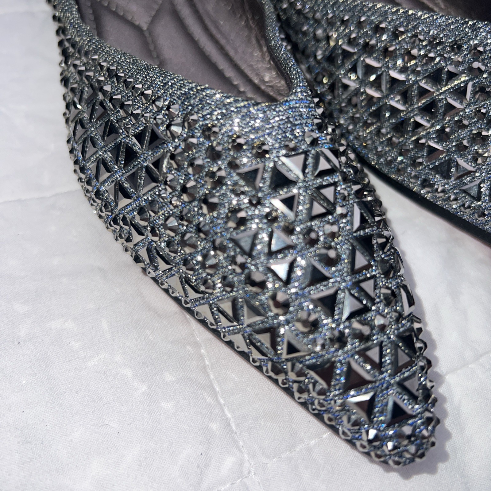 Rivets Flats Pointed Toe Glitter Beading Ballerian Shoes Shallow Mouth Sequined