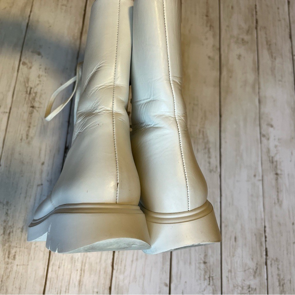 Stuart Weitzman Mckenzee White Leather Combat Boots White Size 6