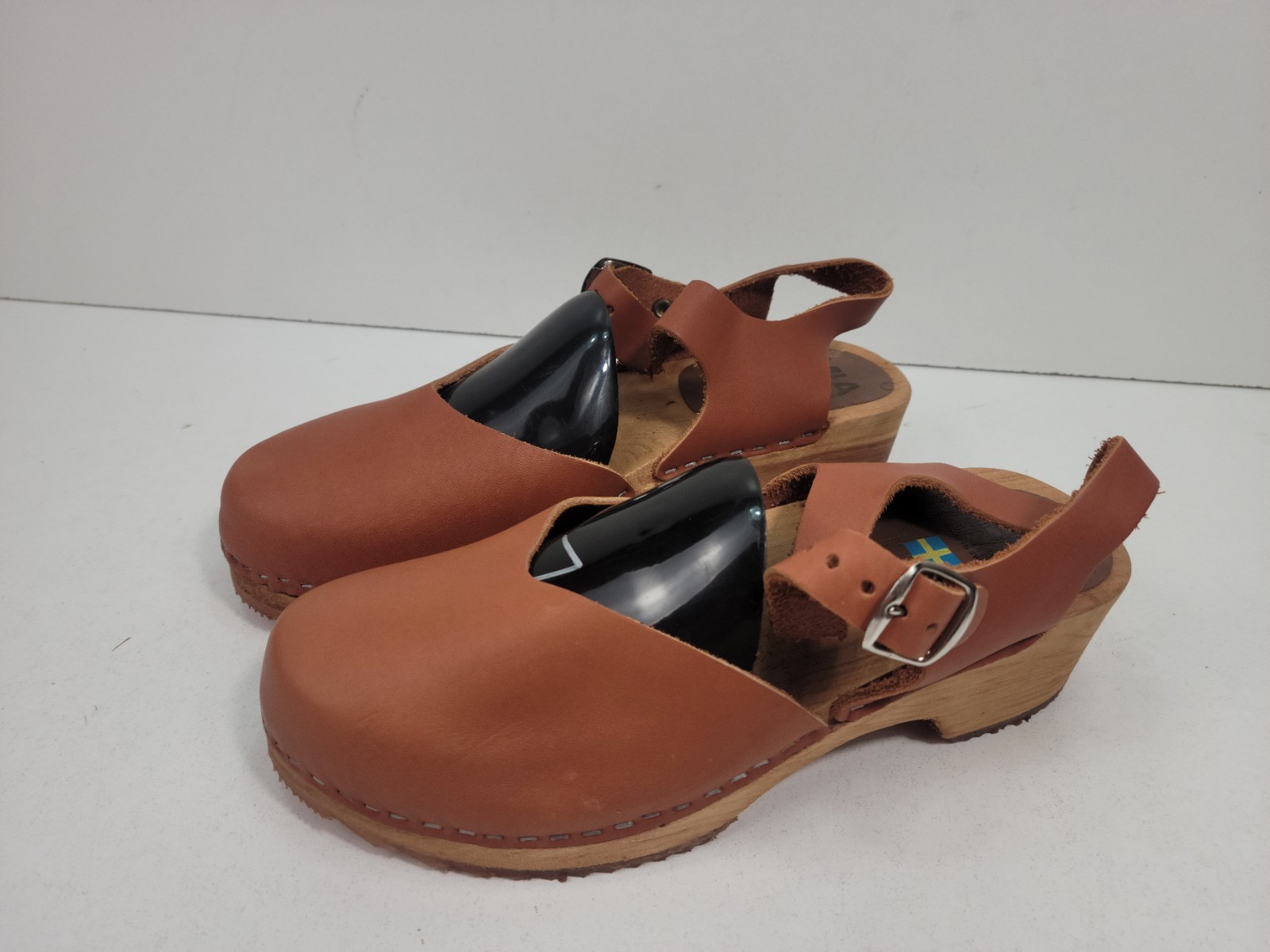 MIA Abba Swedish Wooden Heel Leather Clog Slingback EU 40 US 9-9.5