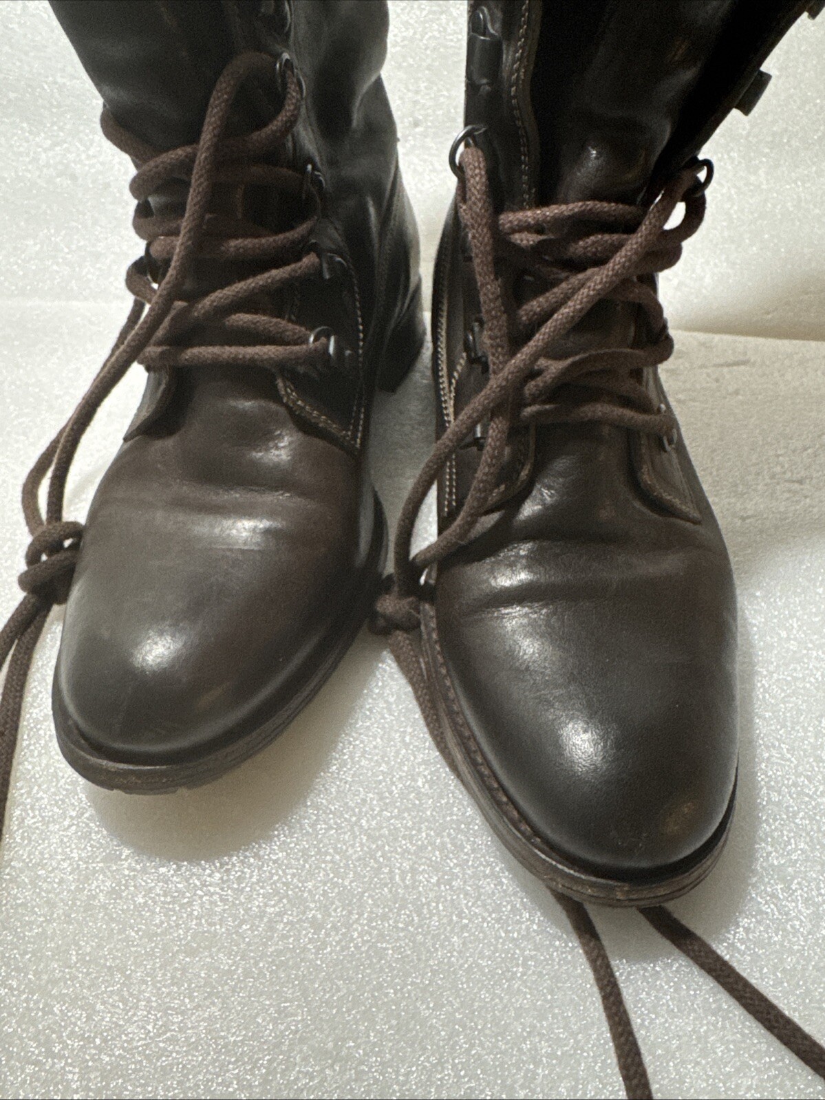 NDC N.D.C WHITESTAR R’ CUSNA BOOTIE BROWN LEATHER COMBAT BOOTS EU 38 US 8 Sherpa