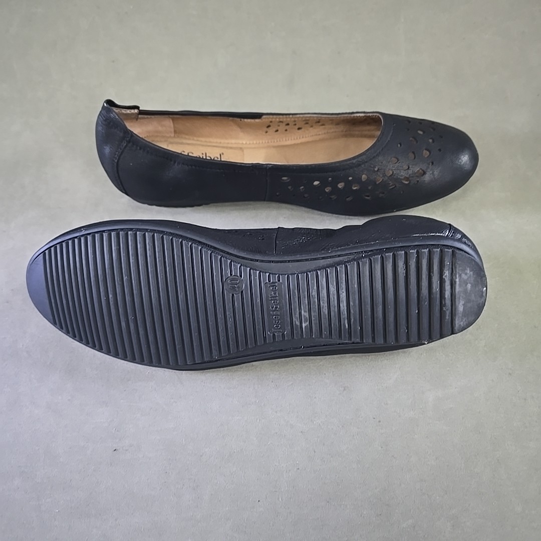 Josef Seibel Pippa Ballet Dress Flats Black Leather Cushioned Shoes EU40 US9-9.5