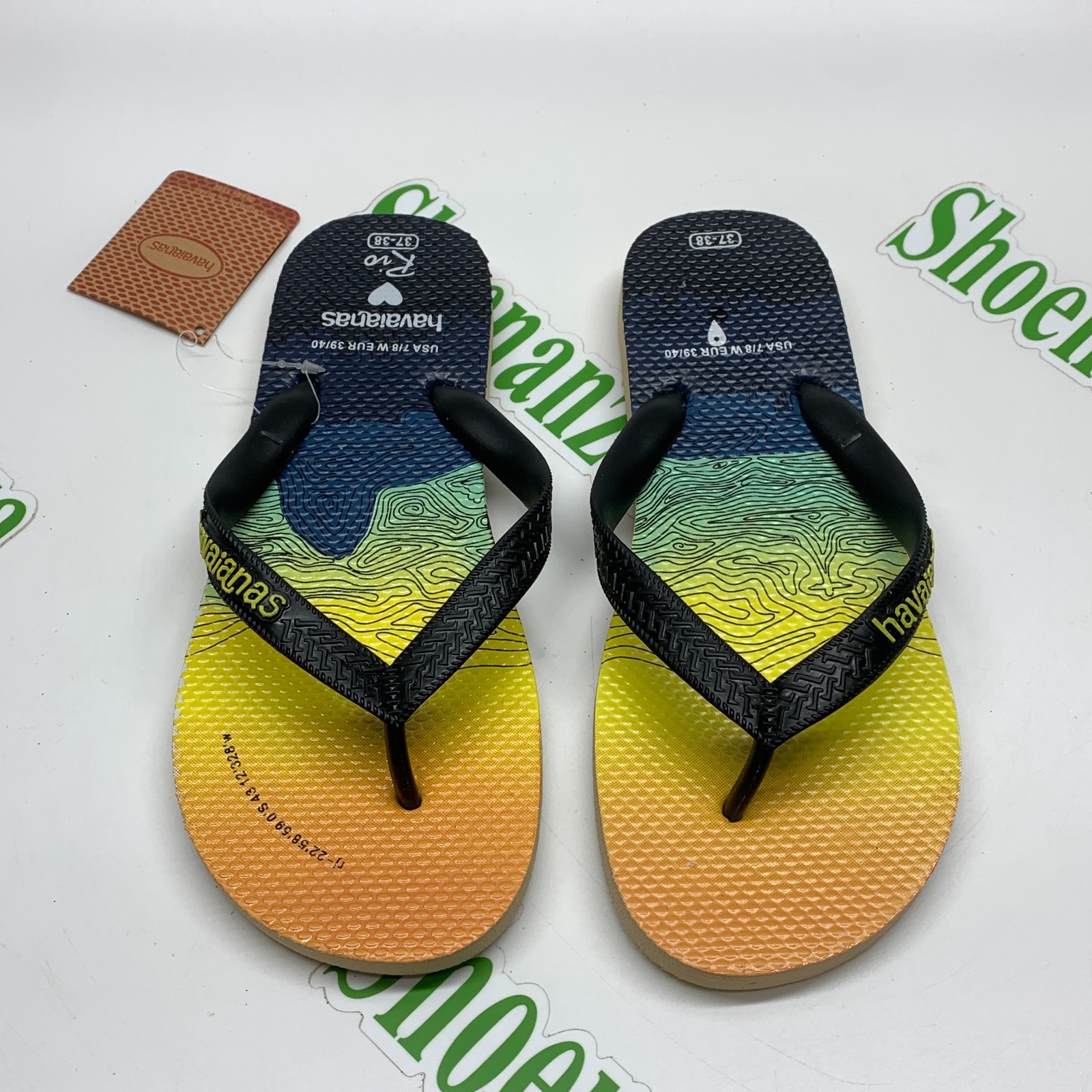 Havaianas Slim Love Rio Beach Heart Topographic Map Flip Flop Thong Womens 7 / 8