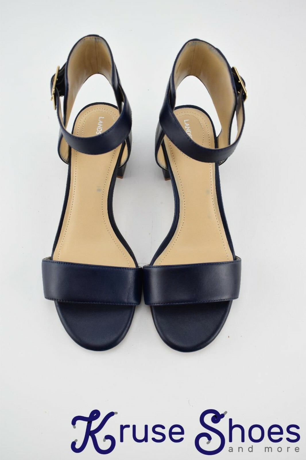 LAND’S END Womens High Ankle Strap Heel Sandals Deep Sea Size 6W