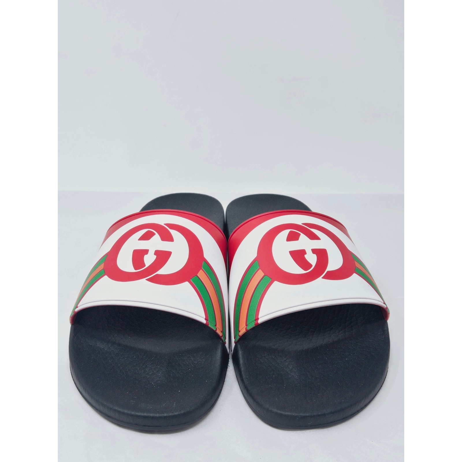Gucci Red multicolor signature GG logo rubber sandals 40 sz