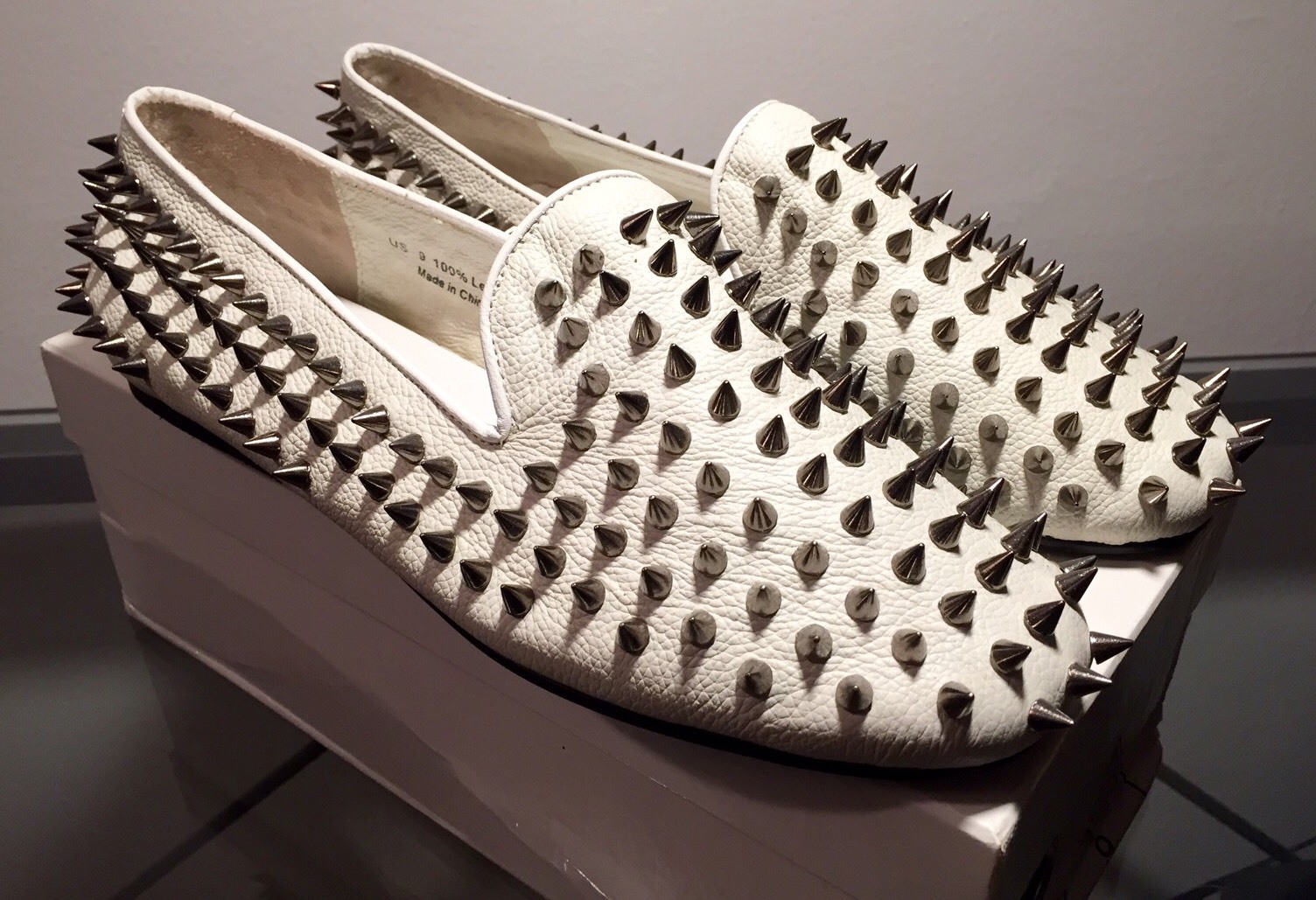 UNIF Hellraiser Metal Spiked Slip On Shoes/Loafers White US 9 RARE NEW SOLD OUT