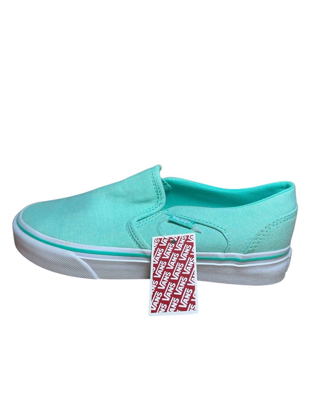 Vans Classic Slip-On Aqua Sea Foam Green Canvas Skate Shoes Womens 6.5