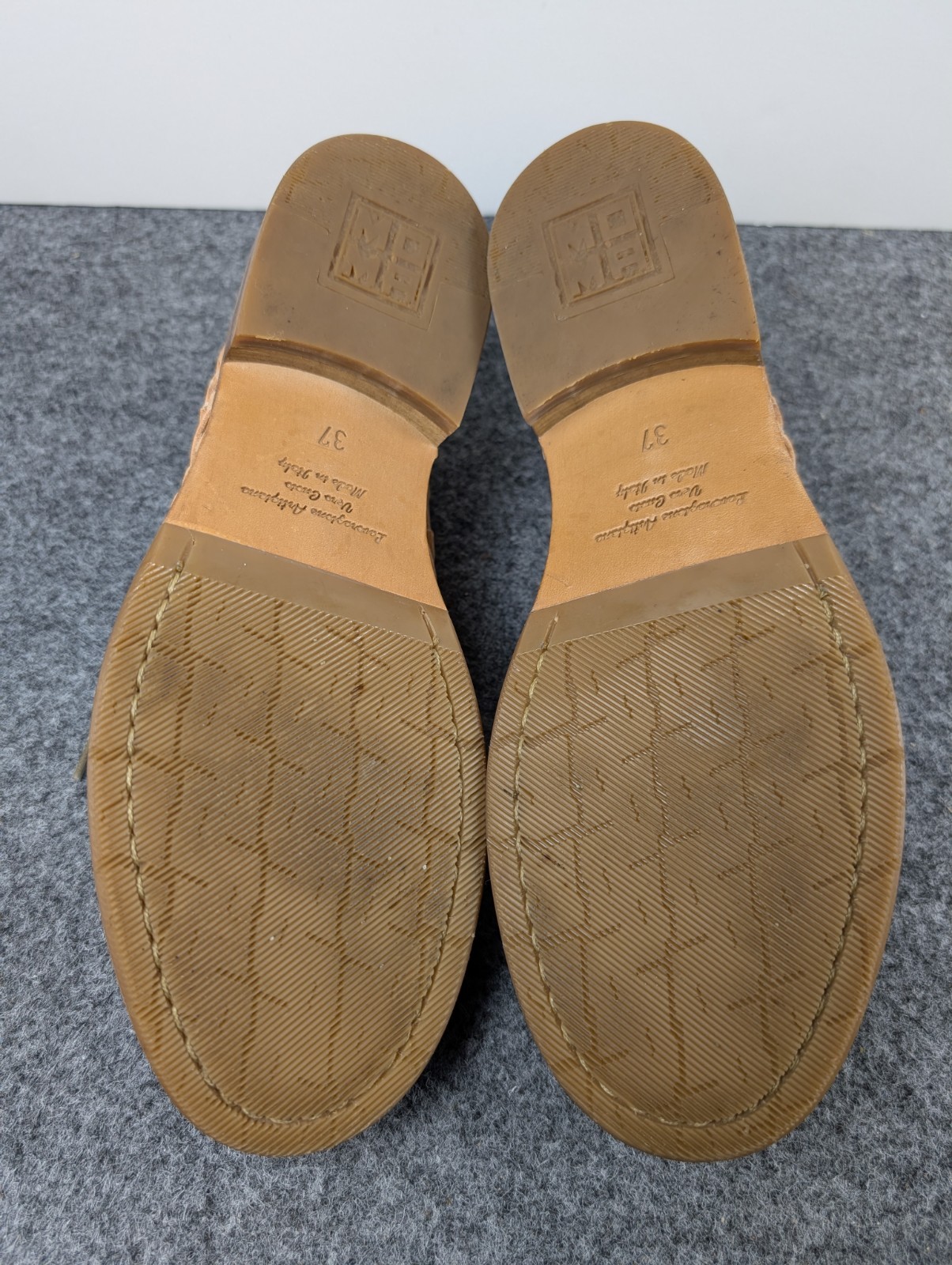 MOMA Handmade in Italy Tan Leather Perforated Oxford Shoes Womens EU 37 US 7
