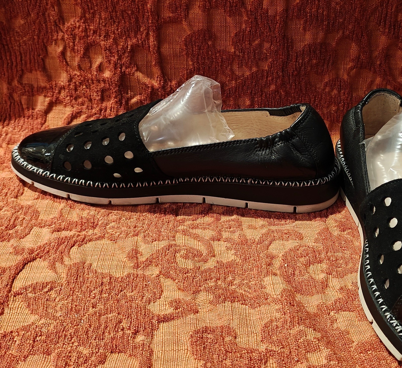 Hispanitas Black Leather and Suede, Made in Spain, EURO Size 38, US Size 7.5