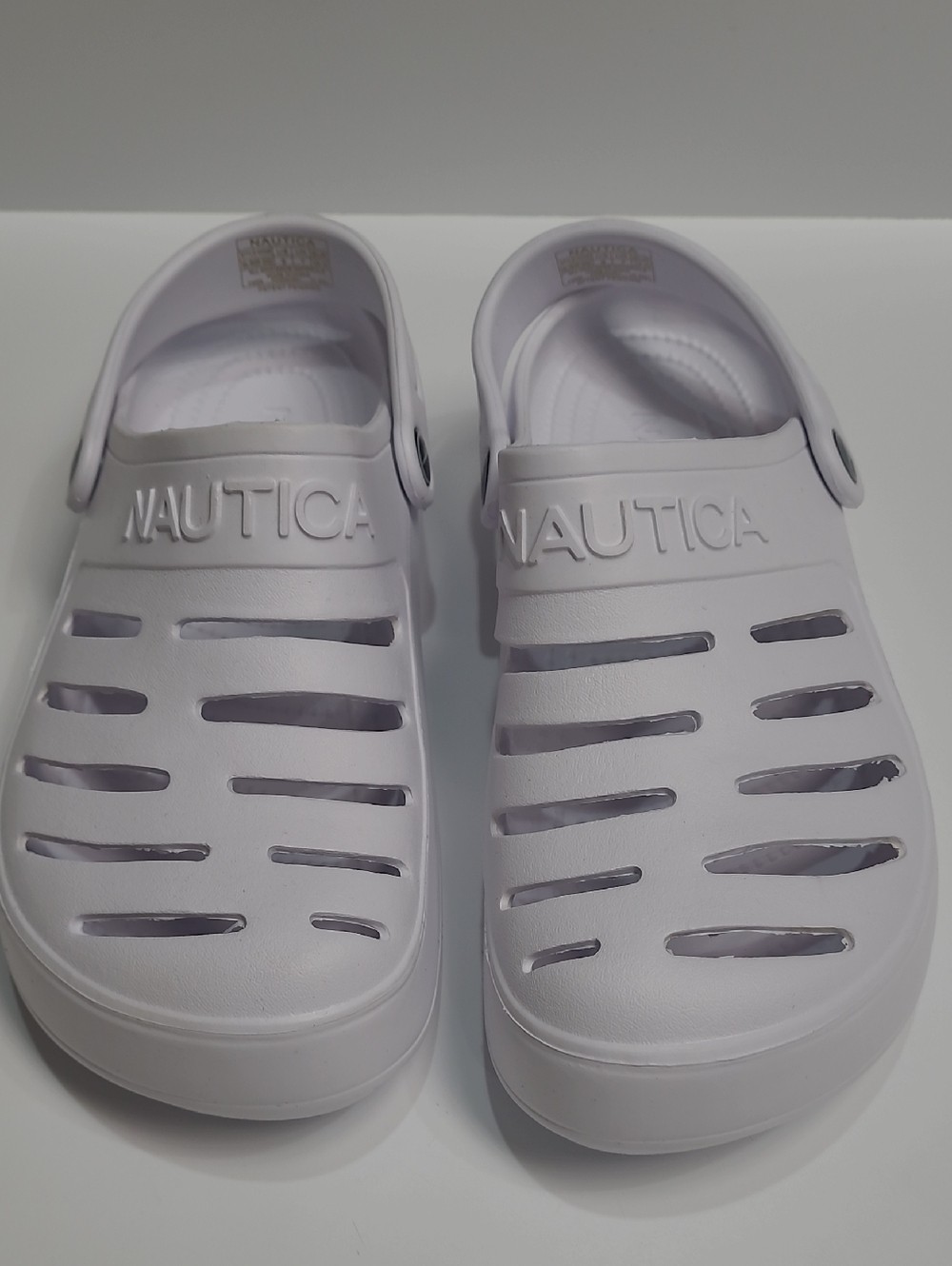 Nautica River Edge Unisex White Ventilated Water Clogs – Size 9-Women 7-Men