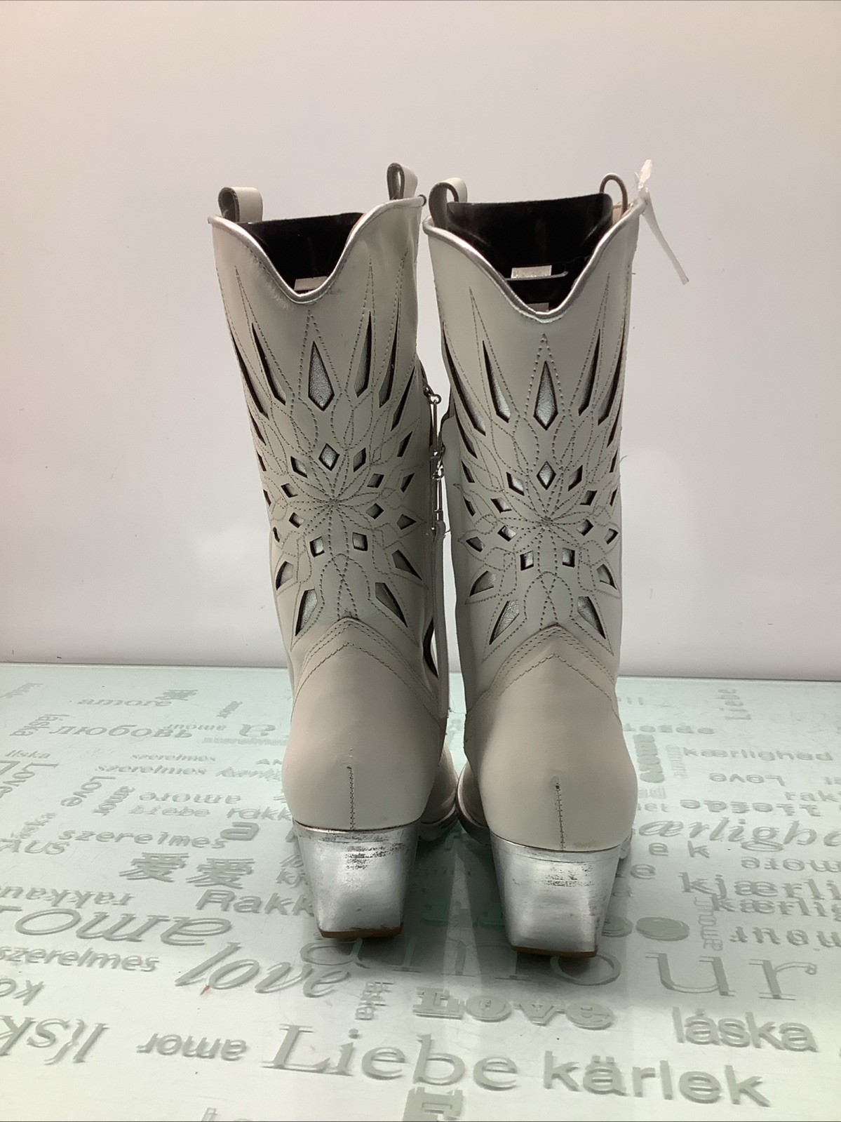 Golo Mae Sun Inlay Western White Boot Women’s SZ 6.5B,preowned.
