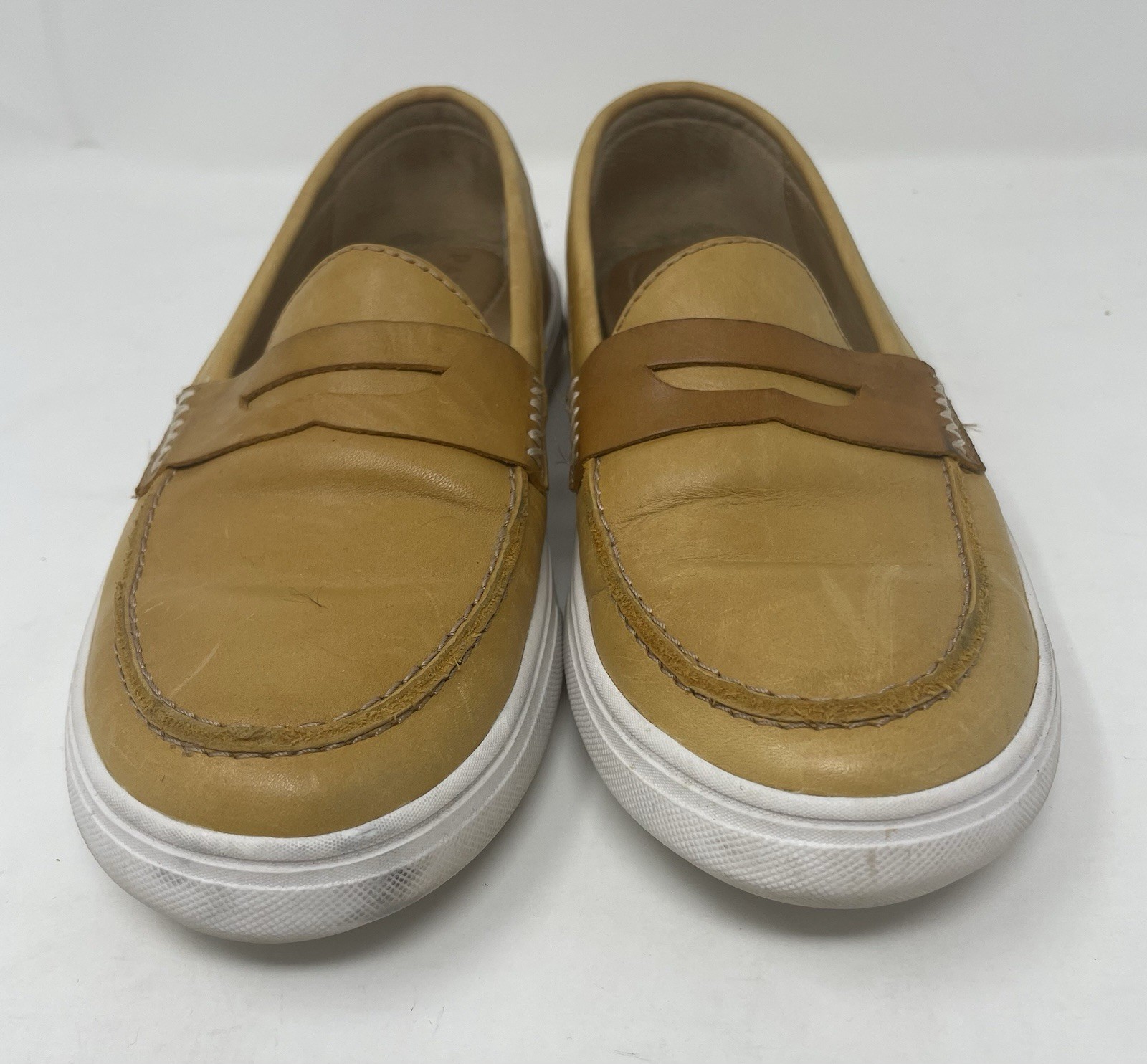 Patina Women’s Tan Leather Slip-On Loafer Flats Comfort Round Toe US 6 EU 36