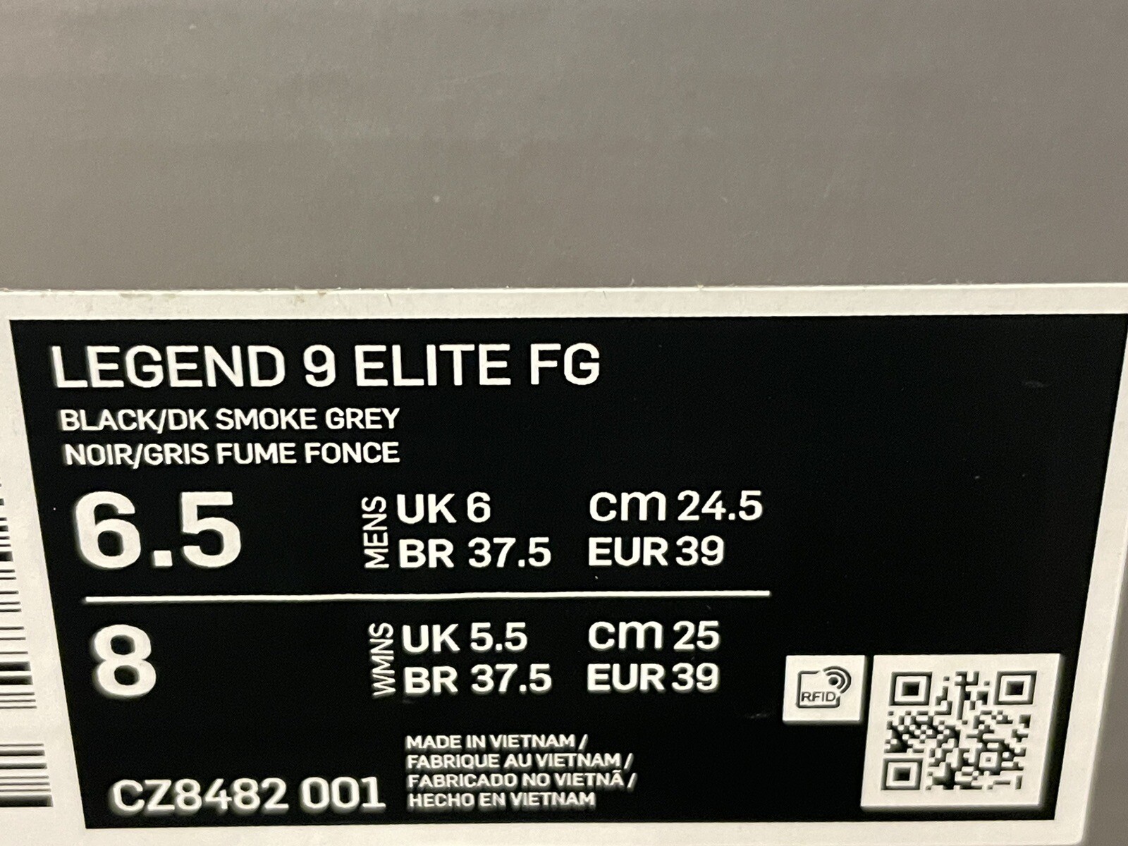 Nike Tiempo Legend 9 Elite FG Soccer Cleats Black CZ8482-001 Women’s Size 8