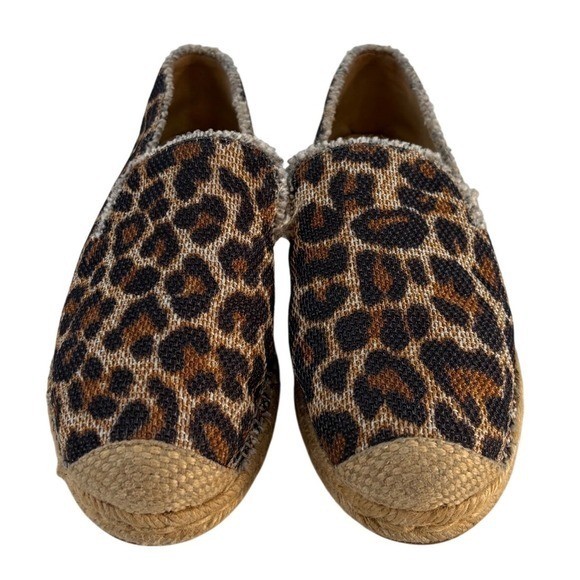 Stuart Weitzman Leopard Print Espadrille Flats Brown Tan Women’s 6 M