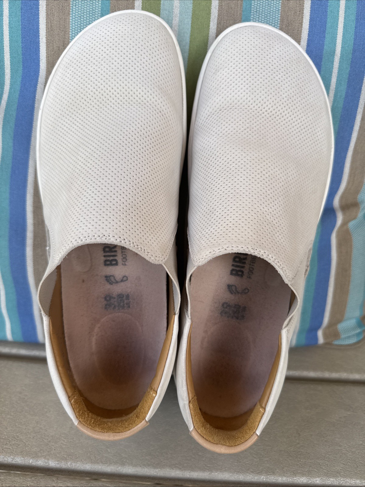 EUC Birkenstock Barrie Tan San Nubuk Leather slip on Loafer Sneaker EU 39 R US 8