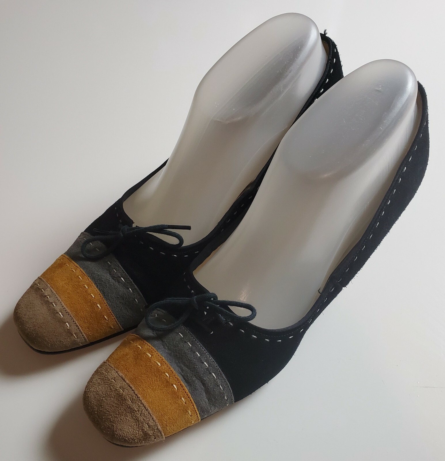 Lia Women’s Size US 10N Black, Yellow, Blue & Brown Striped Toe Heels/Pumps