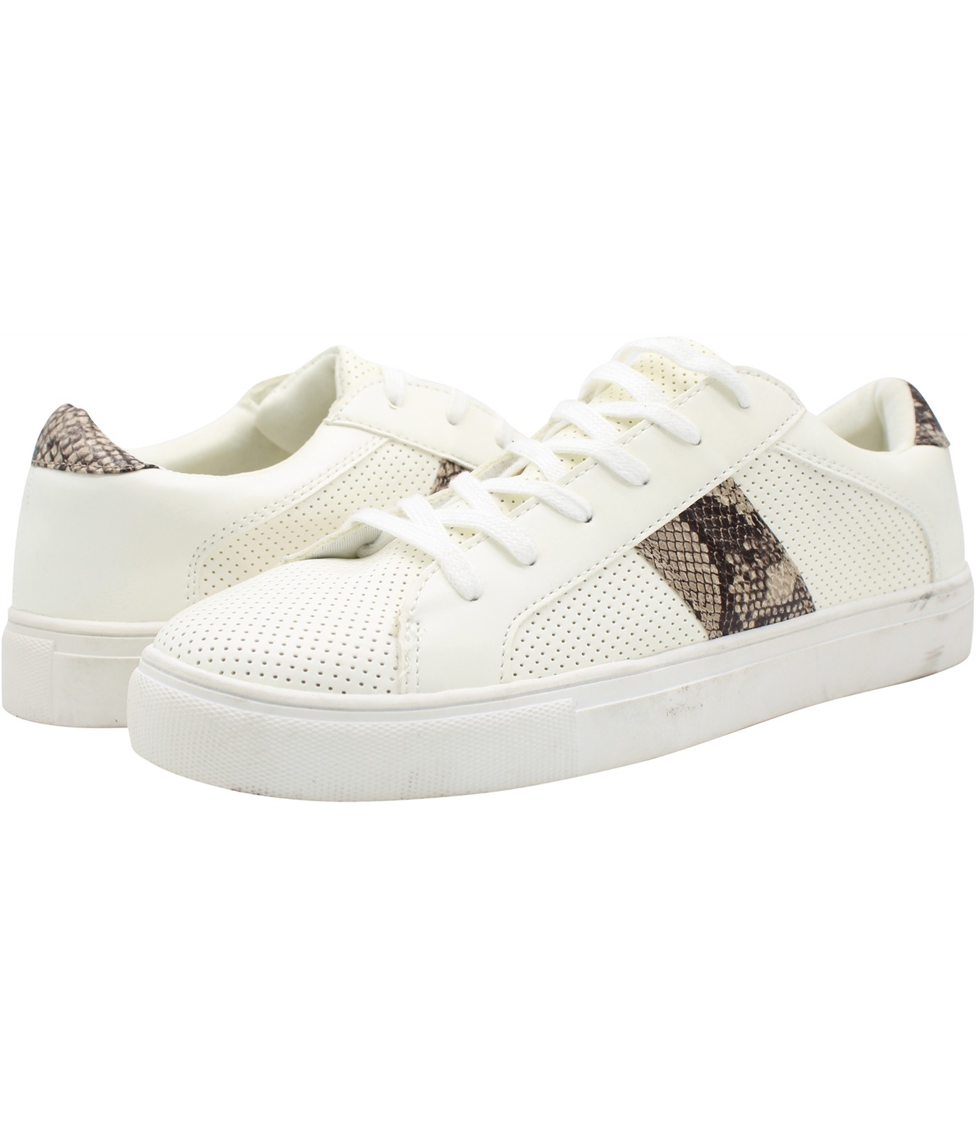 American Eagle Womens Perforated Solid With Snake Print Sneakers, 100, 9