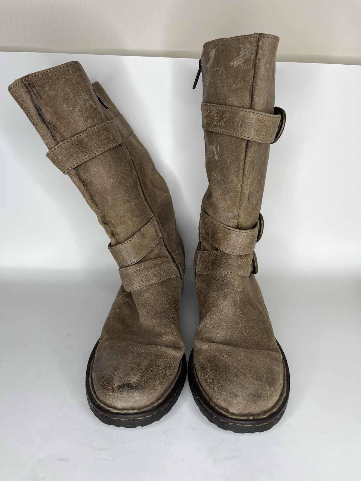 Born Riding Boots Women Size 7.5M Brown Leather Straps Buckle