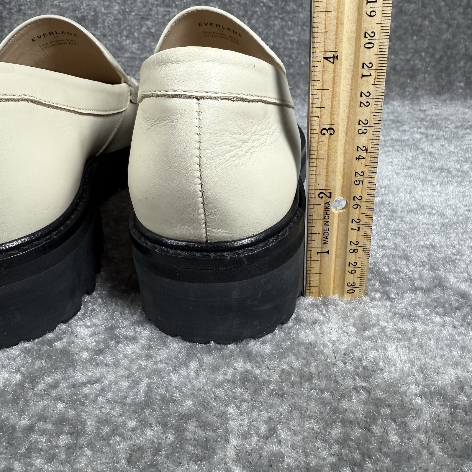 EVERLANE The Lug Sole Loafer 9.5 Chunky Parchment Cream Ivory Leather Platform