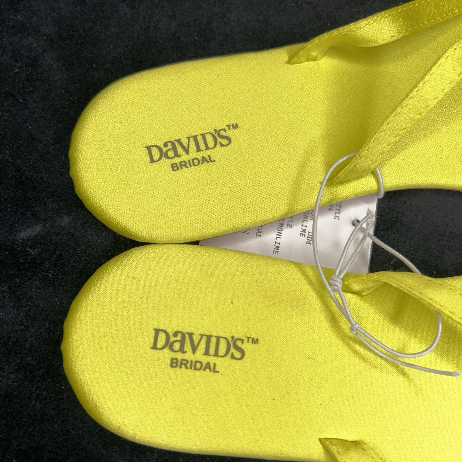New David’s Bridal Medium 7 8 Flip Flops Satin Fabric Womens Lime Yellow NWT