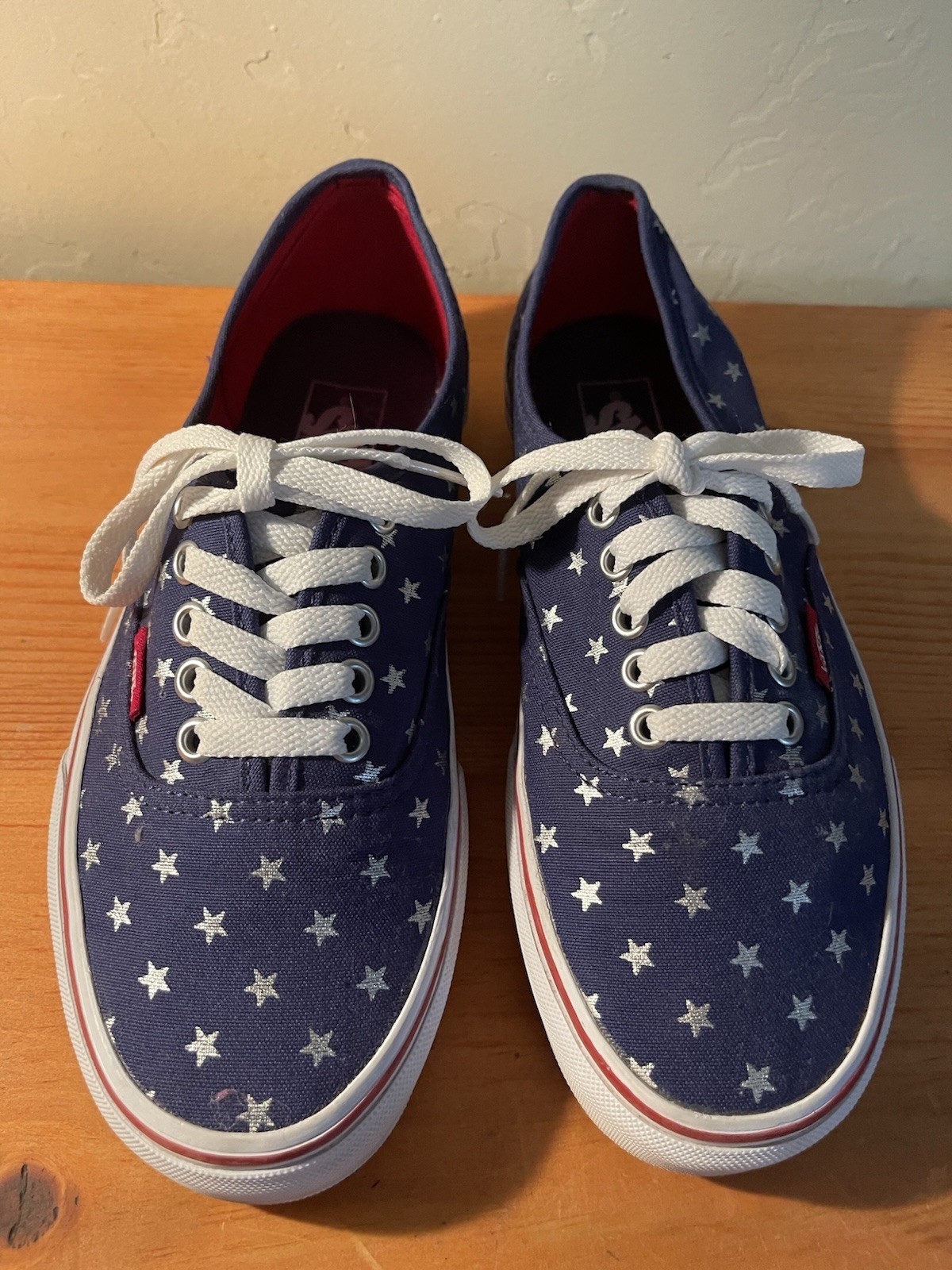 Vans Deck Shoes Women 8.5 Men 7 Blue Silver Stars EU 39 PATRIOTIC July 4 250th