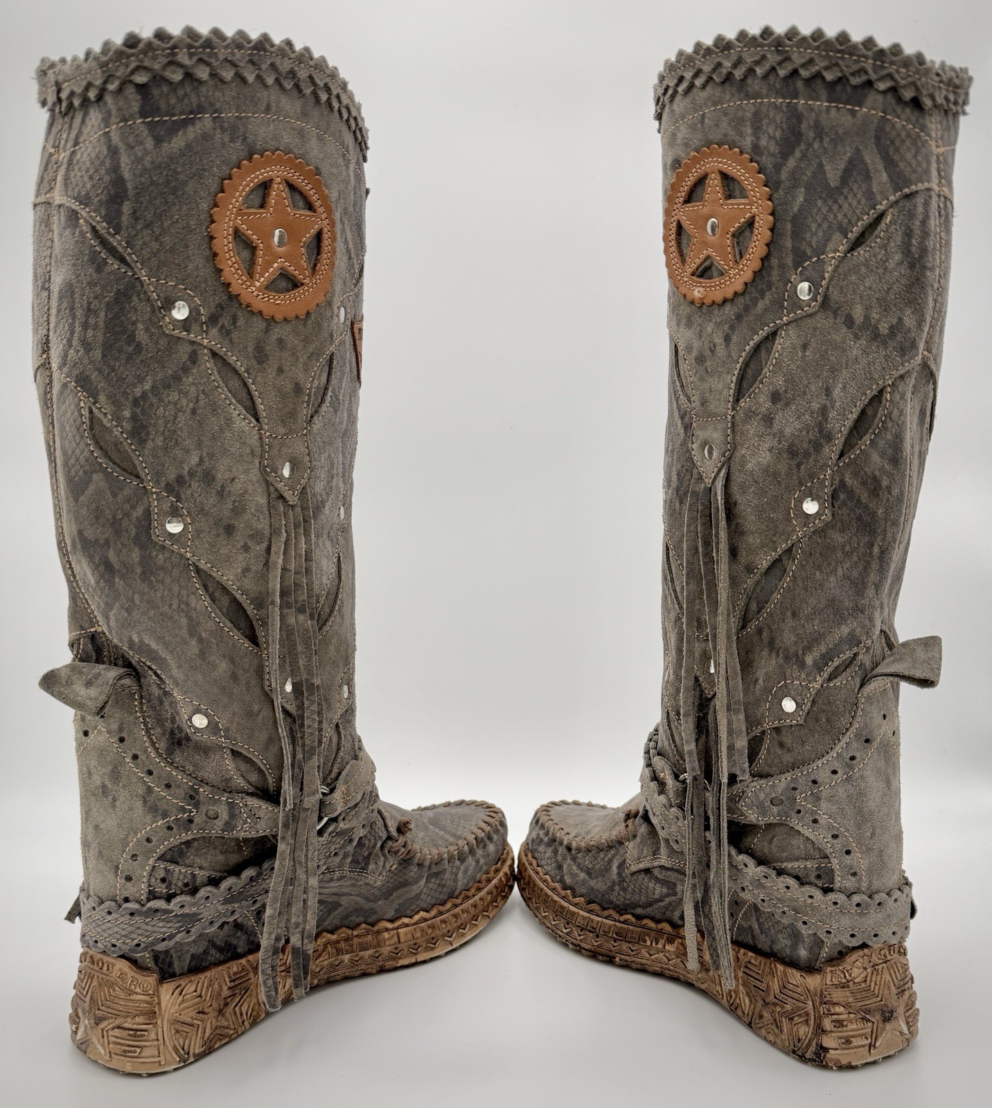 El Vaquero Mirea | Reptile Vine | Sz 39 – Women’s Wedge Moccasin Boots NEW