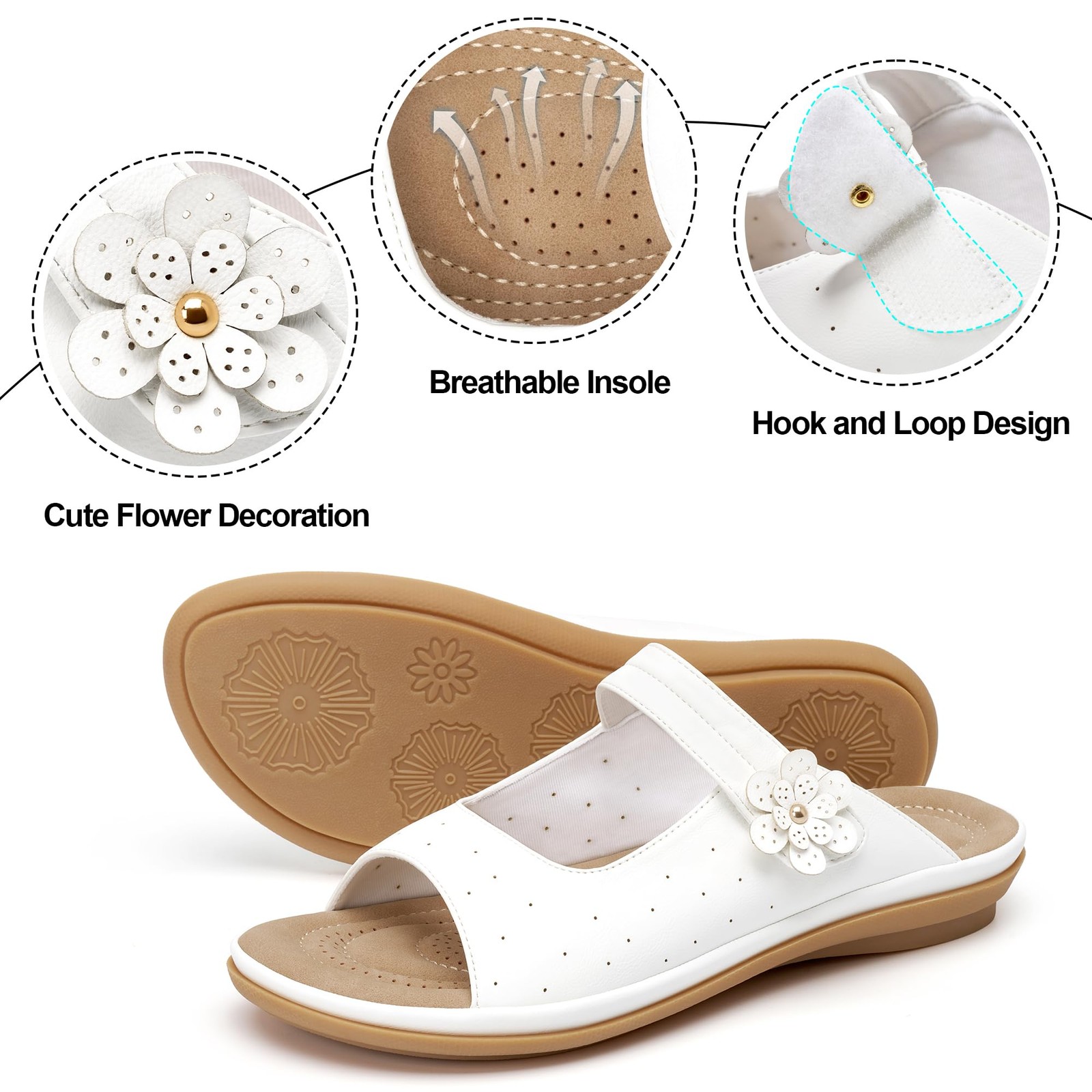 Flats Sandals for Women Dressy: 2026 Summer Comfortable Slides Adjustable Cus…